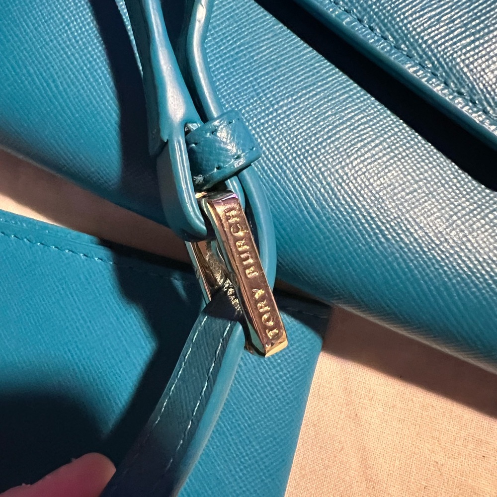 Tory Burch crossbody/clutch dustbag included turquoise handbag - Picture 7 of 11